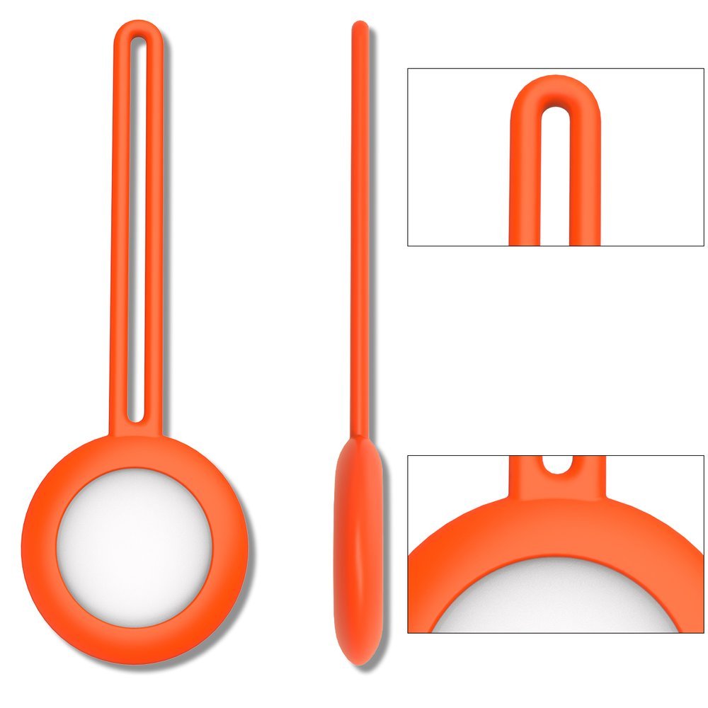 Silicone flexible cover keychain loop case for Apple AirTag orange